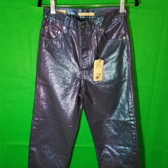Levi's Size 26 Premium Ribcage Straight Ankle Candy Purple Iridescent Jeans NWT - Picture 1 of 12